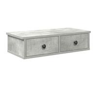 vidaXL Estante de Pared con cajones Madera contrachapada Gris hormigón, Estante de Pared con gabinete, gabinete de Almacenamiento montado en la Pared, Unidad de Almacenamiento de Pared