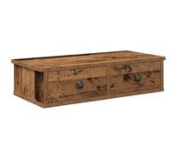 vidaXL Estante de Pared con cajones Madera contrachapada Madera Vieja, Estante de Pared con gabinete, gabinete de Almacenamiento montado en la Pared, Unidad de Almacenamiento de Pared