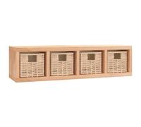 vidaXL Estante de Pared con cestas Madera Maciza Nogal 62x18x16 cm, Estante Flotante, Estante montado en la Pared, Estante Colgante, Estante de CD