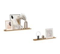 vidaXL Estante de Pared con Estante 2 pcs Marrón 80 x 9 x 3 cm, Estantería Moderna Rectangular, Organizador Resistente, Ideal para Salón, Ahorra Espacio y Decora