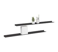 vidaXL Estante de Pared con Estante 2 pcs Negro 100 x 9 x 2,5 cm, Estante de Pared Elegante, Diseño Minimalista, Almacenamiento Rectangular, Decoración Útil para Sala, Cocina