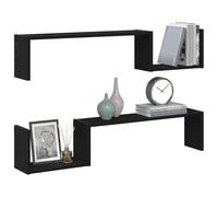 vidaXL Juego de estanterías de Pared 2 Piezas en Roble Negro 100 x 15 x 20 cm. Estantes de Madera Fabricados para Almacenamiento y decoración de tu hogar: Sala de Estar, Oficina o Dormitorio. Estant