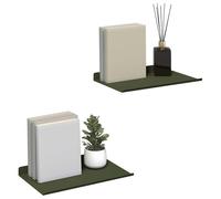 vidaXL Estante de Pared con Estante 2 pcs Verde Oliva 30 x 18 x 2,5 cm, Estante de Pared Elegante, Diseño Minimalista, Almacenamiento Rectangular, Decoración Útil para Sala, Cocina