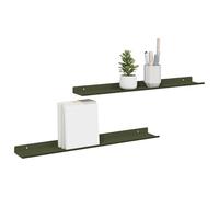 vidaXL Estante de Pared con Estante 2 pcs Verde Oliva 60 x 9 x 2,5 cm, Estante de Pared Elegante, Diseño Minimalista, Almacenamiento Rectangular, Decoración Útil para Sala, Cocina