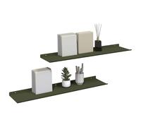 vidaXL Estante de Pared con Estante 2 pcs Verde Oliva 80 x 18 x 2,5 cm, Estante de Pared Elegante, Diseño Minimalista, Almacenamiento Rectangular, Decoración Útil para Sala, Cocina