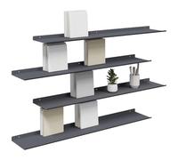 vidaXL Estante de Pared con Estante 4 pcs Antracita 100 x 18 x 2,5 cm, Estante de Pared Elegante, Diseño Minimalista, Almacenamiento Rectangular, Decoración Útil para Sala, Cocina
