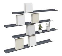 vidaXL Estante de Pared con Estante 4 pcs Antracita 100 x 9 x 2,5 cm, Estante de Pared Elegante, Diseño Minimalista, Almacenamiento Rectangular, Decoración Útil para Sala, Cocina