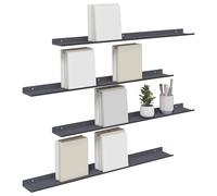 vidaXL Estante de Pared con Estante 4 pcs Antracita 80 x 9 x 2,5 cm, Estante de Pared Elegante, Diseño Minimalista, Almacenamiento Rectangular, Decoración Útil para Sala, Cocina