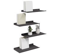 vidaXL Estante de Pared con Estante 4 pcs Negro 40 x 18 x 2,5 cm, Estante de Pared Elegante, Diseño Minimalista, Almacenamiento Rectangular, Decoración Útil para Sala, Cocina