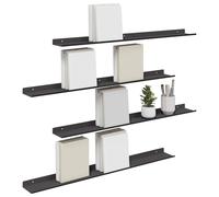vidaXL Estante de Pared con Estante 4 pcs Negro 80 x 9 x 2,5 cm, Estante de Pared Elegante, Diseño Minimalista, Almacenamiento Rectangular, Decoración Útil para Sala, Cocina