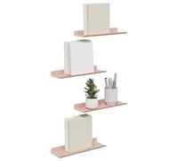 vidaXL Estante de Pared con Estante 4 pcs Rosa 30 x 9 x 2,5 cm, Estante de Pared Elegante, Diseño Minimalista, Almacenamiento Rectangular, Decoración Útil para Sala, Cocina