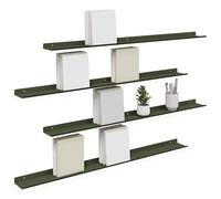 vidaXL Estante de Pared con Estante 4 pcs Verde Oliva 100 x 9 x 2,5 cm, Estante de Pared Elegante, Diseño Minimalista, Almacenamiento Rectangular, Decoración Útil para Sala, Cocina