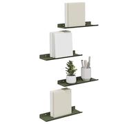 vidaXL Estante de Pared con Estante 4 pcs Verde Oliva 30 x 9 x 2,5 cm, Estante de Pared Elegante, Diseño Minimalista, Almacenamiento Rectangular, Decoración Útil para Sala, Cocina