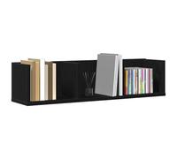 vidaXL Mueble de pared de roble negro para CD | Almacenamiento para CDS, libros, 3 estantes con madera, diseño moderno, para el hogar, ahorra espacio, sala de estar, organización librería