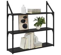 vidaXL Estante de Pared con Estante Roble Negro 80 x 21 x 78,5 cm, Estantería Rectangular Moderna, Resistente, Estante Flotante, Almacenamiento Chic, Ideas Minimalistas para el Hogar