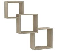vidaXL Estante de Pared Cubo Contrachapada Mobiliario Decoración Ideal Elegante Práctico Versátil Atractivo Robusto Duradero Roble Sonoma 68x15x68cm