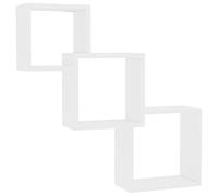 vidaXL Estante de Pared de Cubo de Contrachapada Mobiliario Decoración Ideal Elegante Práctico Versátil Atractivo Robusto Duradero Blanco 68x15x68cm