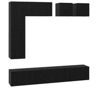 vidaXL Estante de Pared en Roble Negro de 60 cm. Hecho de Madera de ingeniería, Acabado Mate, diseño Compacto con Puertas corredizas, pies Ajustables y gestión de Cables. Ideal para Interiores con es