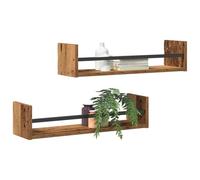 vidaXL Estante de Pared 2 pcs Madera Vieja 60 x 16 x 14 cm, Estante Rectangular, Moderno, Ideal para exhibición, con Amplio Espacio, solución práctica, diseño Chic