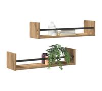 vidaXL Estante de Pared 2 pcs Roble Artesanal 60 x 16 x 14 cm, Estante Rectangular, Moderno, Ideal para exhibición, con Amplio Espacio, solución práctica, diseño Chic