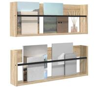 vidaXL Estante de revistas 2 pcs Roble Sonoma 80 x 12 x 30 cm