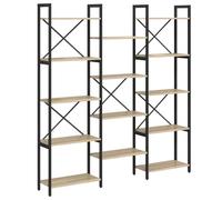 vidaXL Estante de Roble de Sonoma, con Marco de Metal y Madera contrachapada, Mide 156 x 25 x 167.5 cm. Tiene estantes Ajustables, Ideal para Estudio, Sala de Estar o Biblioteca. Tiene un Estilo indu