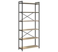 vidaXL Estante Escalonado 80 x 30 x 188 cm en Roble Sonoma y Madera Ingenierizada con Patas Ajustables, Estilo Industrial, Amplio Almacenamiento, Solo para Interior, Diseño de Estructura Cruzada, EST