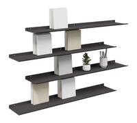 vidaXL Estante de Pared con Estante 4 pcs Negro 100 x 18 x 2,5 cm, Estante de Pared Elegante, Diseño Minimalista, Almacenamiento Rectangular, Decoración Útil para Sala, Cocina