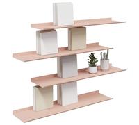 vidaXL Estante Flotante 4 pcs Rosa 80 x 18 x 2,5 cm Acero, Almacenamiento en la Sala de Estar, estantes de Pared Modernos, organizadores de Interior, diseño Rectangular, Unidades Que ahorran Espacio
