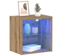vidaXL Estante Flotante con luz LED Marrón 40 x 28,5 x 40 cm, Estante Flotante Rectangular, solución de Almacenamiento Duradera, con luz LED integrada, Estilo Minimalista