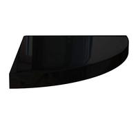 vidaXL Estante Flotante de Esquina Repisa Colgante Estantería Tablero CD Libros Decoración Coleccionable Foto Premio Negro con Brillo MDF 35x35x3,8 cm