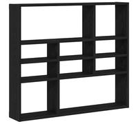 vidaXL Estante flotante de pared de roble negro de 90 x 16 x 78 cm, madera de ingeniería, 10 compartimentos de almacenamiento/maximiza el espacio en el suelo/sala de estar, oficina, estudio