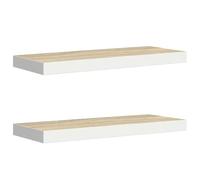 vidaXL Estante flotante 2 unidades MDF Blanco y Roble 60x23,5x3,8 cm