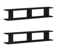 vidaXL Estante Pared 2uds Madera ingeniería Roble Negro 105x18x20cm, Estante Flotante, estantería de Pared, estantería de lavadero