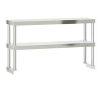 vidaXL Estante sobre mesa de trabajo 2 pisos acero inox 110x30x65 cm