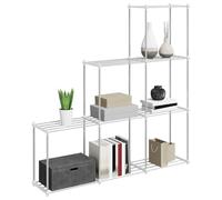 vidaXL Estante Tubular con Almacenamiento 129 x 27 x 132 cm Aluminio, Sala de Estar, Estante Tubular de Aluminio Resistente, solución Funcional para organizar el hogar y Ahorrar Espacio