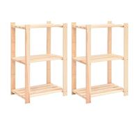 vidaXL 2X Estanterías con 3 Niveles Estantes Repisas Librería Mueble de Despacho Salon Casa 150 kg Madera de Pino Maciza