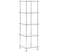 vidaXL Estantería 5 Niveles Librería Estante Mostrador Soporte Mueble de Cuatro Baño Decoración Almacenamiento Vitrina Vidrio Templado Transparente