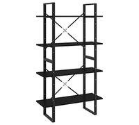 vidaXL Estantería 4 Niveles Armario Almacenamiento Organizador Librería Estante Libros Muebles Decoración Madera Contrachapada Negro 80x30x140 cm