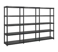 vidaXL Estantería de almacenaje 5 niveles Plástico Negro 274,5x45,7x185 cm
