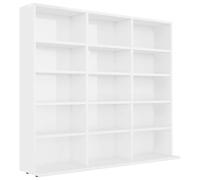 vidaXL Estantería CD Madera contrachapada Blanco Brillo 100x23x89,5 cm