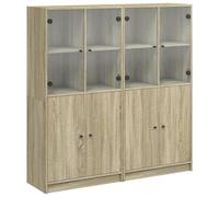 vidaXL Estantería con Puertas, Aparador Alto con Almacenaje, Estantes Expositores para Libros, Librería para Oficina, Madera Roble Sonoma