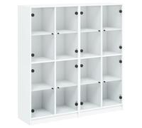 vidaXL Estantería con Puertas, Aparador Alto con Almacenaje, Estantes para Libros, Librería para Oficina Biblioteca, Madera de Ingeniería Negro
