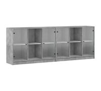 vidaXL Estantería con Puertas, Mueble de Almacenaje para Libros Revistas, Estantes Expositores, Librería para Oficina, Madera de Ingeniería Gris