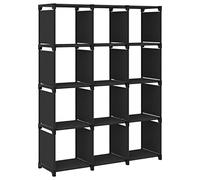 vidaXL Estantería de 12 Cubos Estante Independiente Mueble Decoración Hogar Oficina Organizador Almacenamiento Exhibición Librería de Tela Negra