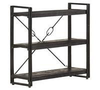 vidaXL Estantería de 3 Niveles Estante Librería Muebles Mobiliario Soporte Adornos Exhibición Organizador Negro 90x30x80cm Madera Maciza de Mango