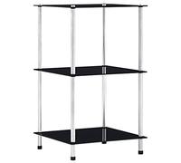 vidaXL Estantería de 3 Niveles Estante Librerías Almacenaje Mostrador Organizador Salón Oficina Hogar Vitrina Vidrio Templado Negro 40x40x67 cm
