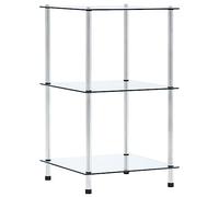 vidaXL Estantería de 3 Niveles Estante Librerías Almacenaje Mostrador Organizador Salón Oficina Hogar Vitrina Cocina Vidrio Templado Transparente