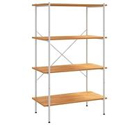 vidaXL Estantería de 4 Niveles Armario Estante Librería Estudio Libros Oficina Salón Sala de Estar Muebles Almacenaje Blanco y Roble 80x40x130 cm