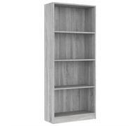 vidaXL Estantería de 4 Niveles Librería Sala Estar Salón Mueble Armario Biblioteca Almacenamiento Estante Decoración Contrachapada Gris Sonoma